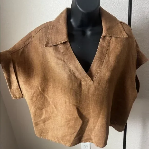 Banana Republic  Cruz Linen Utility Top Size Medium 100% Linen - Picture 5 of 12